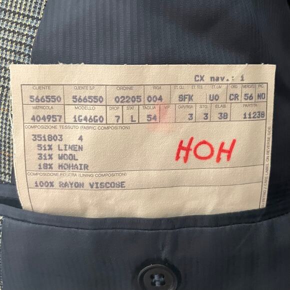 Ermenegildo Zegna Blazer Mens IT 54 US 44 Soft Plaid Linen Wool Mohair Preppy - Picture 14 of 15